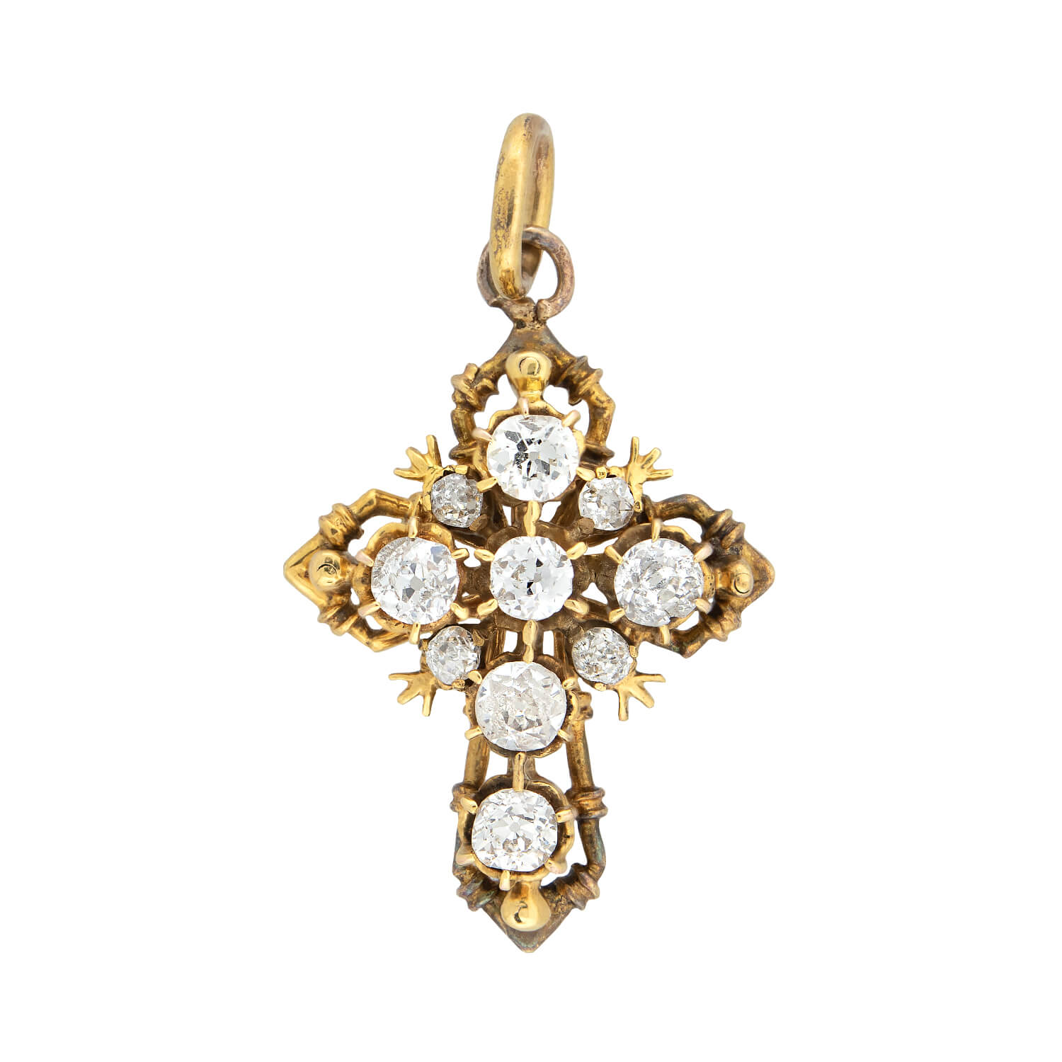 Victorian 14k + Diamond Cross Pendant