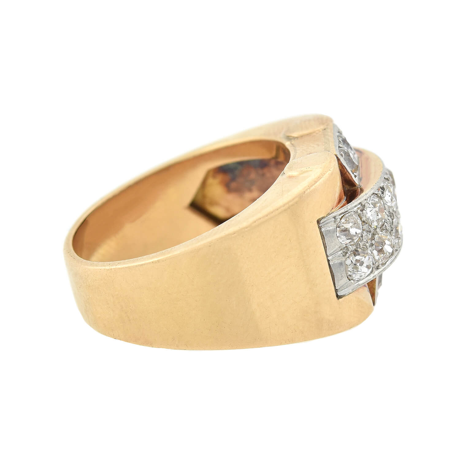 Retro 14kt/Platinum + Diamond Statement Ring