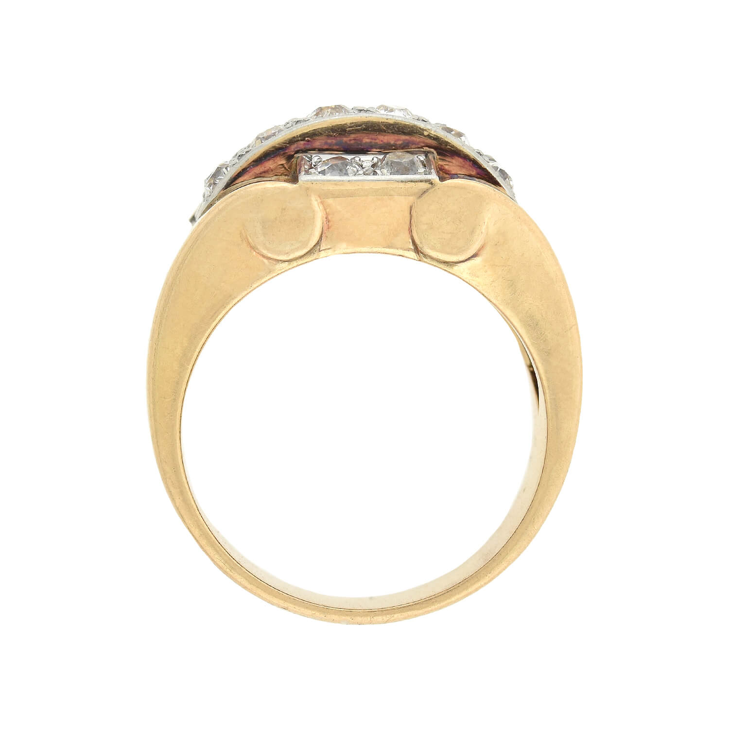 Retro 14kt/Platinum + Diamond Statement Ring