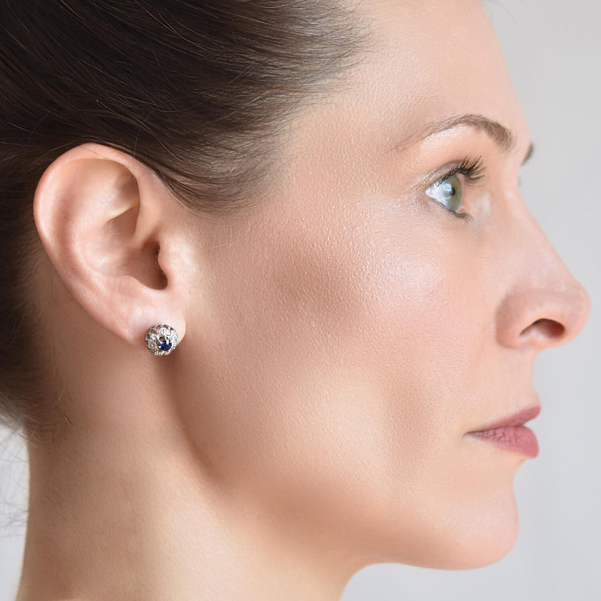 Edwardian 9kt/14kt Sapphire + Diamond Stud Earrings