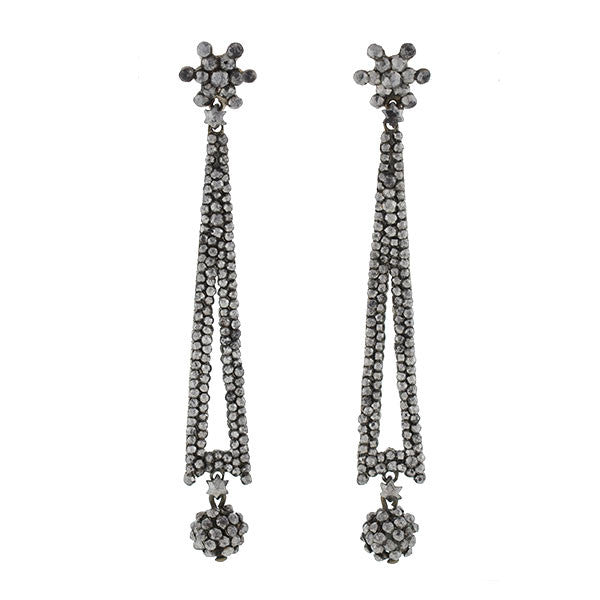 Victorian Cut Steel Long Drop Earrings