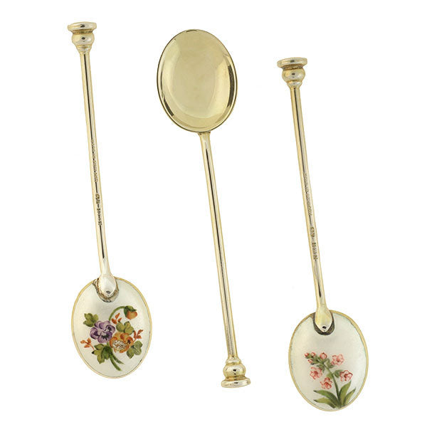 WILLIAM SUCKLING Ltd. Sterling Enameled Demitasse Spoon Set in Original Box