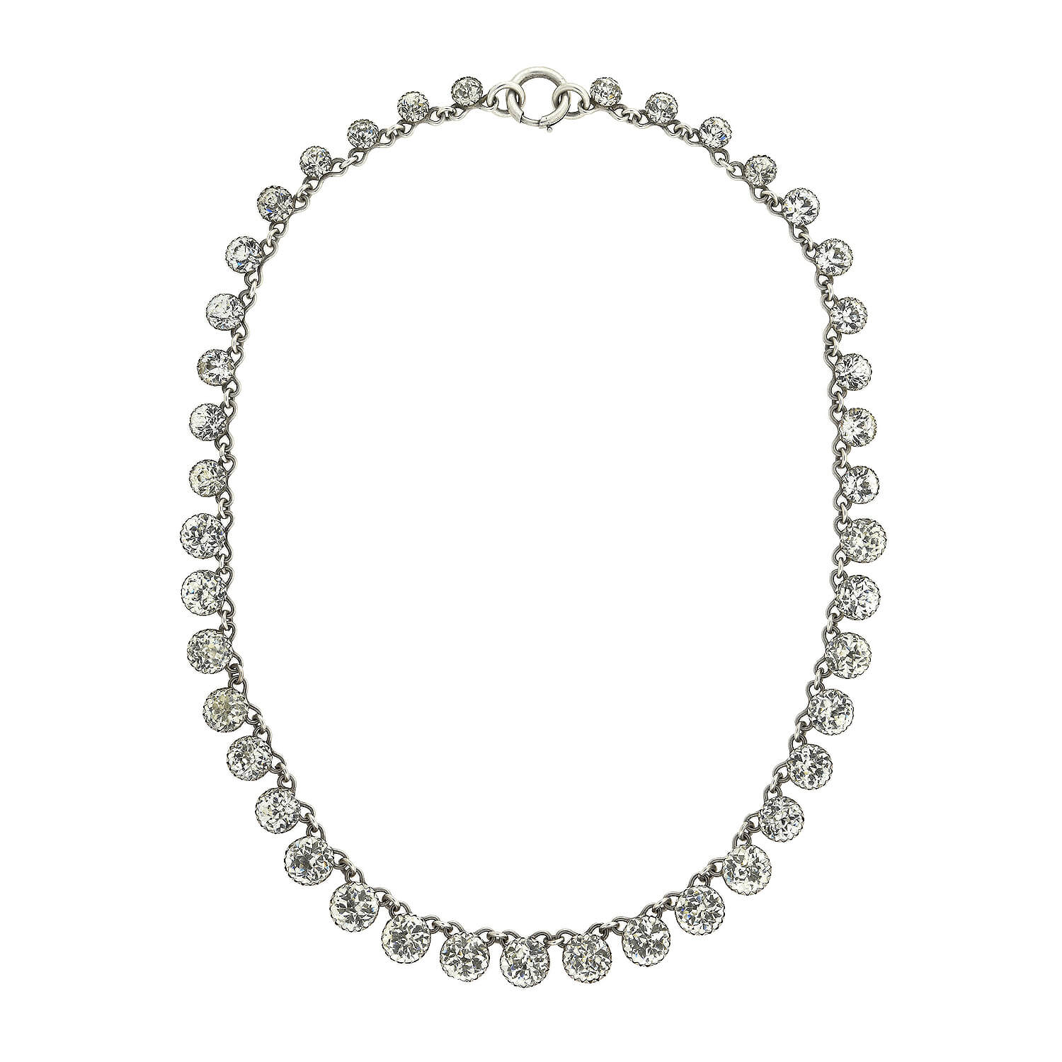 Edwardian Sterling + Paste Drop Riviere Necklace