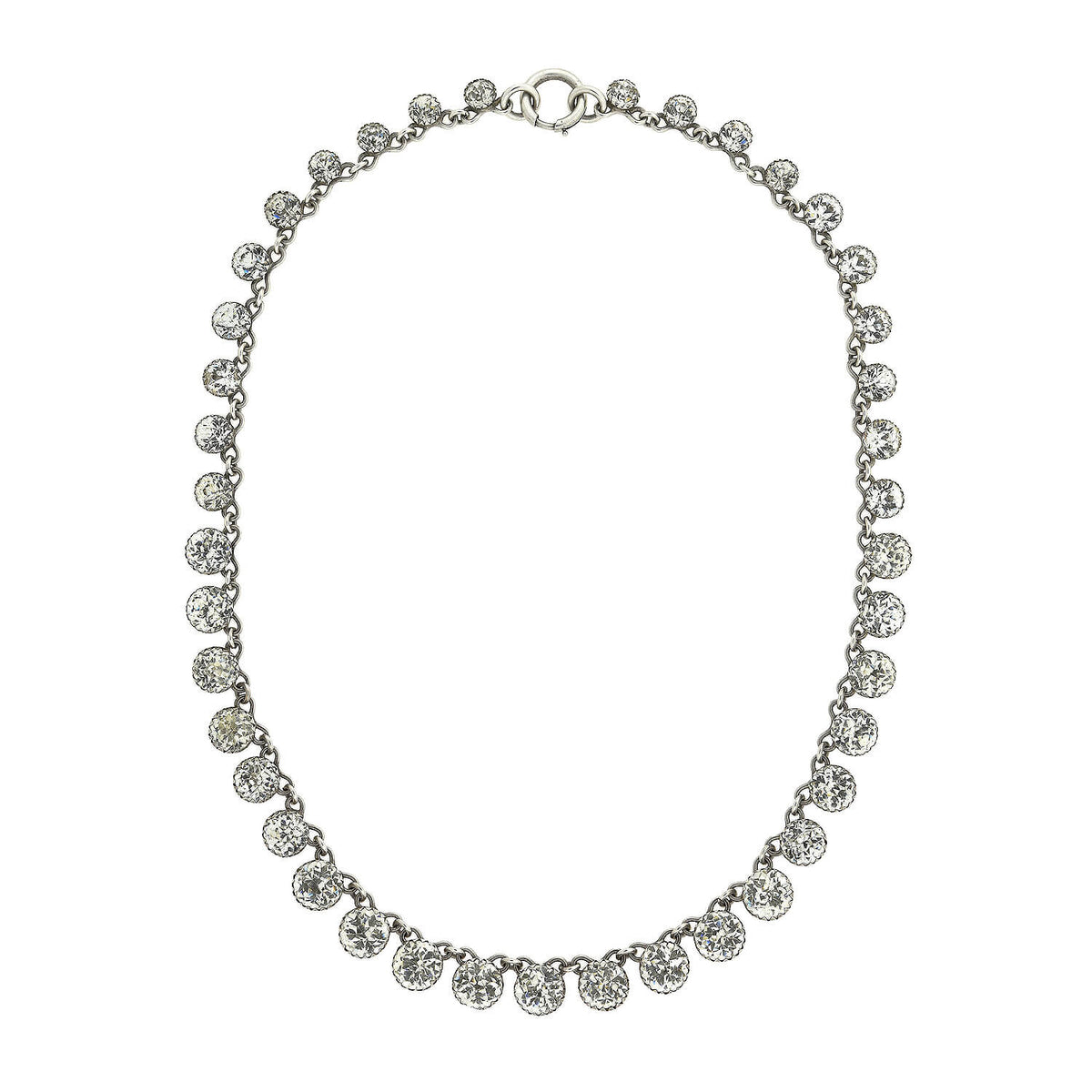 Edwardian Sterling + Paste Drop Riviere Necklace