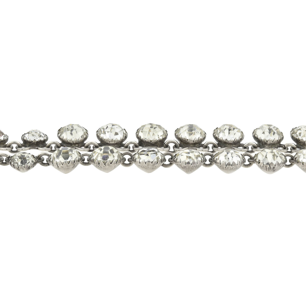 Edwardian Sterling + Paste Drop Riviere Necklace