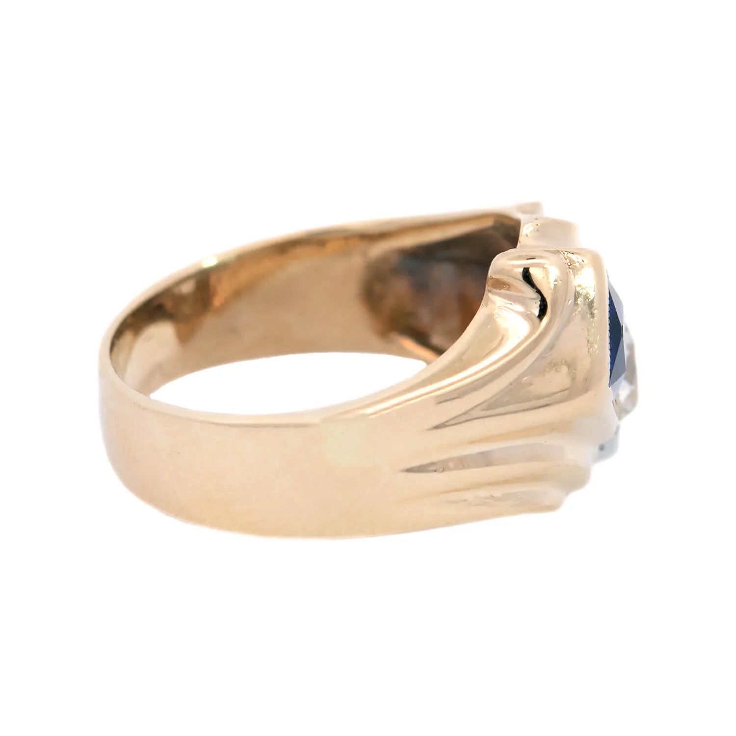 Retro 14k Gold Sapphire & Diamond Ring