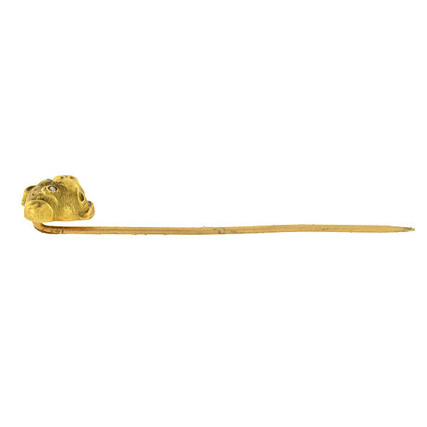 Victorian 14kt Rose Cut Diamond Dog Stick Pin