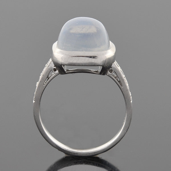 Art Deco 14k Moonstone & Diamond Ring