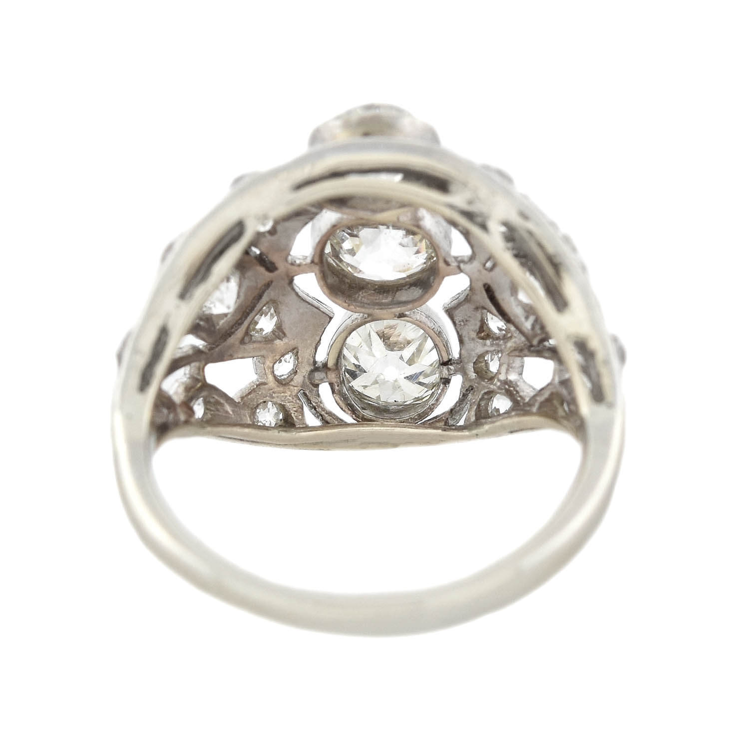 Edwardian 14kt+Platinum Diamond Dome Ring 2ctw