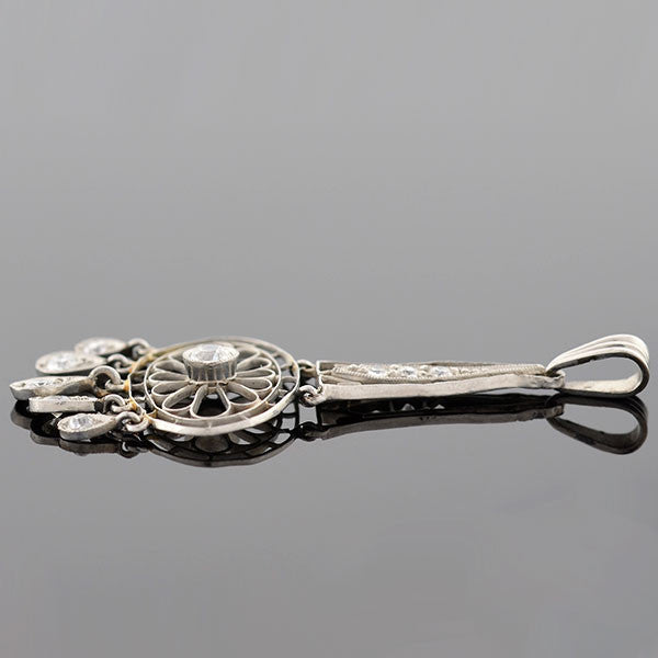 Edwardian Platinum & Diamond Filigree Pendant 0.40ctw