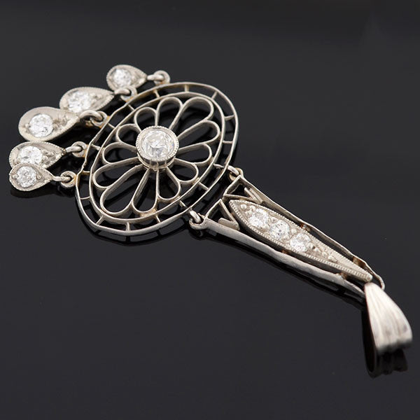 Edwardian Platinum & Diamond Filigree Pendant 0.40ctw