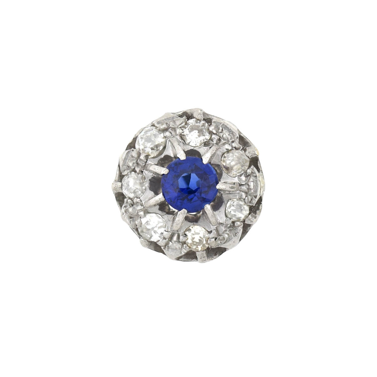 Edwardian 9kt/14kt Sapphire + Diamond Stud Earrings