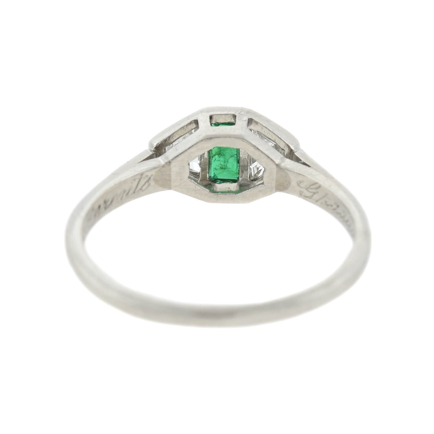 Edwardian Platinum Diamond + Emerald Ring