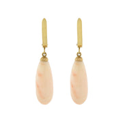 Estate 14kt Angel Skin Coral Teardrop Dangle Earrings