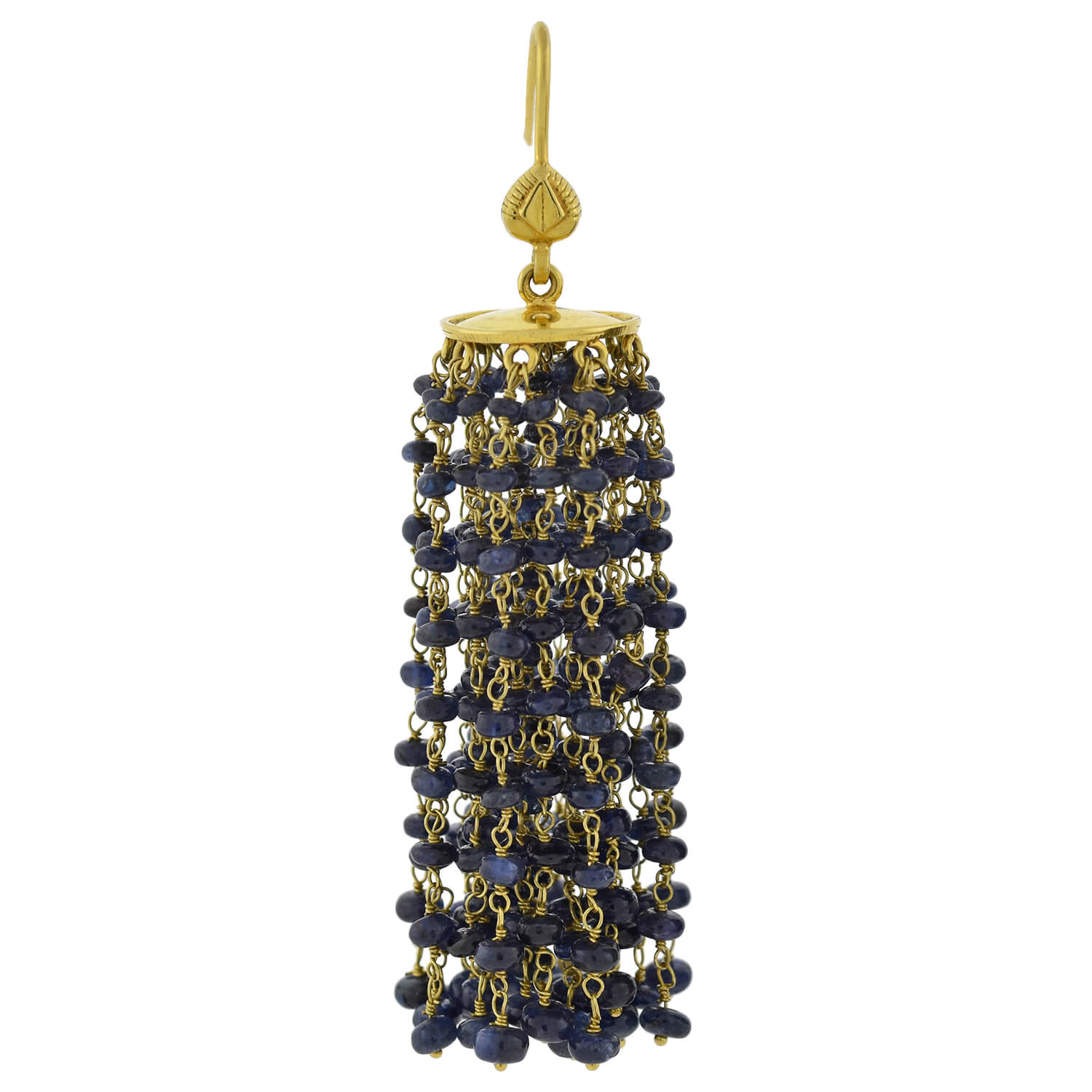 Estate 18kt Beaded Sapphire Tassel Earrings