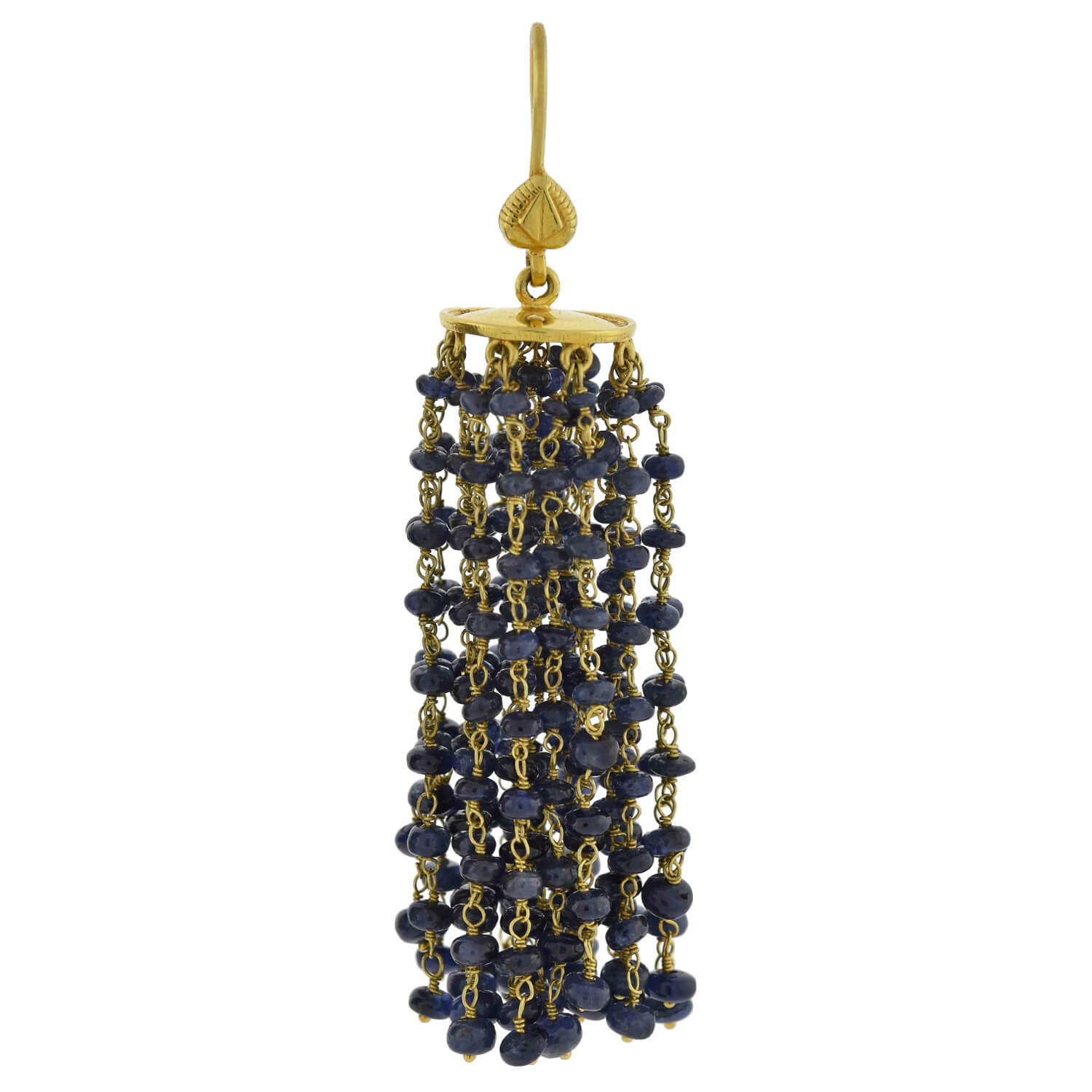 Estate 18kt Beaded Sapphire Tassel Earrings