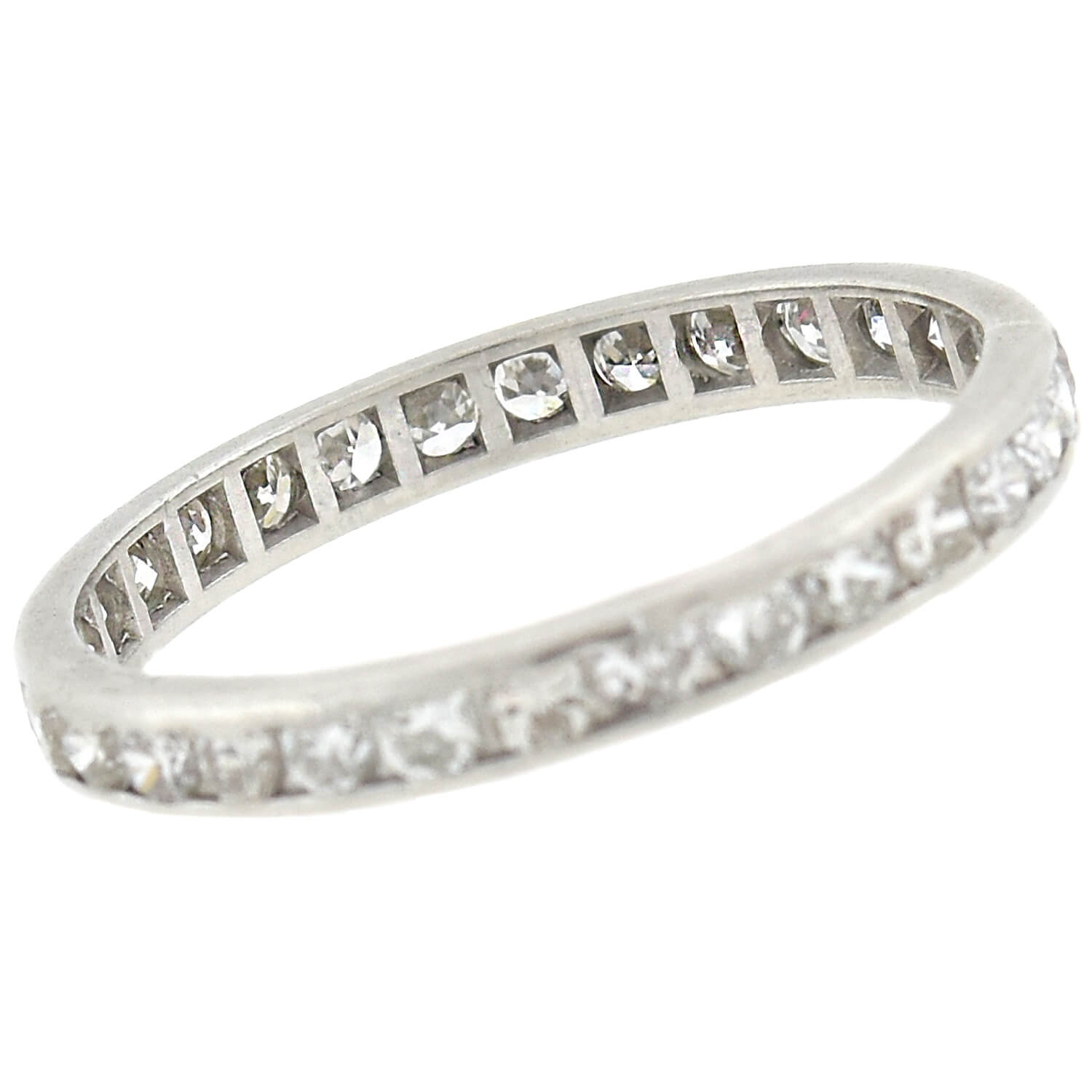 Late Art Deco Platinum Diamond Eternity Band 1ctw