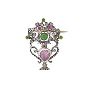 Georgian Sterling French Paste Giardinetto Flower Vase Pin