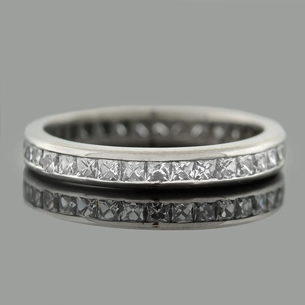 Art Deco Platinum French Cut Diamond Eternity Band 1ctw