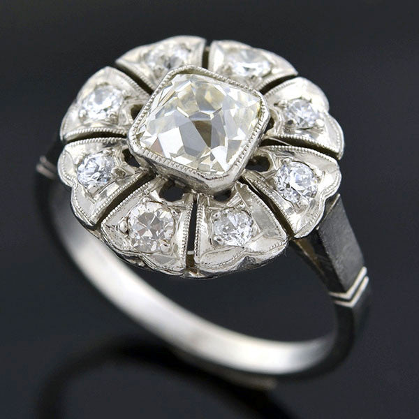 Edwardian Platinum French Cut Diamond Cluster Ring 1.10ct