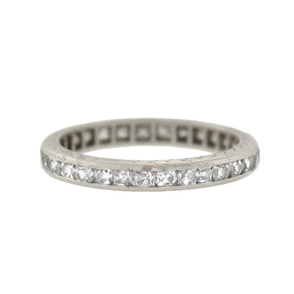 Art Deco Platinum French Cut Diamond Eternity Band .90ctw