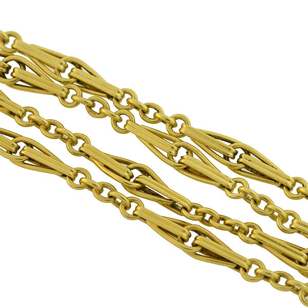 Late Victorian French 18kt Yellow Gold Link Chain Necklace 52"