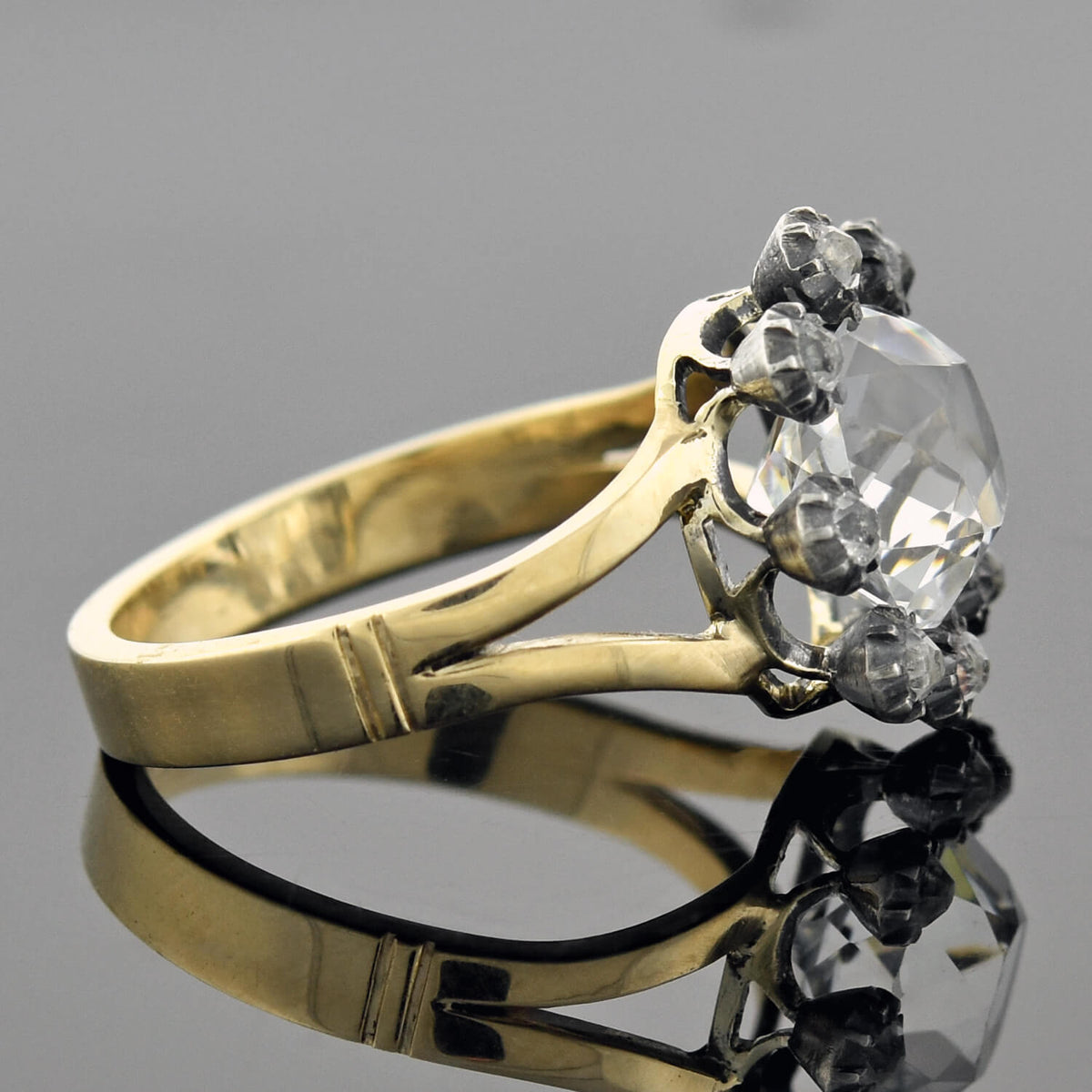 Victorian 14kt/Sterling French Paste Cluster Conversion Ring