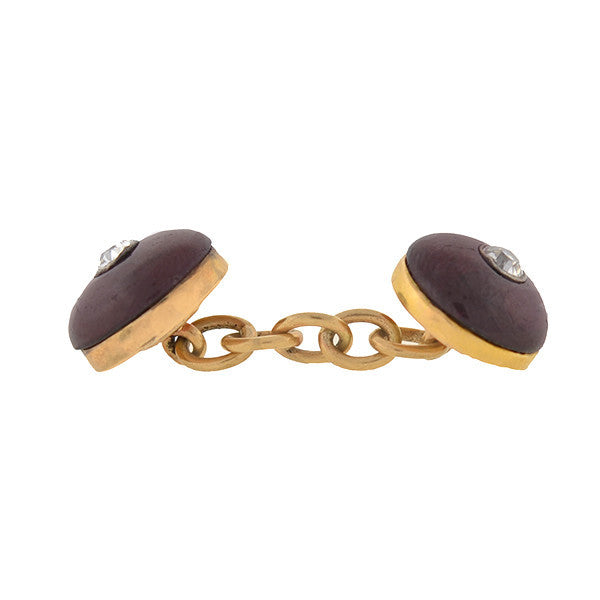 Victorian 15kt Cabochon Garnet & 1ctw Diamond Cufflinks