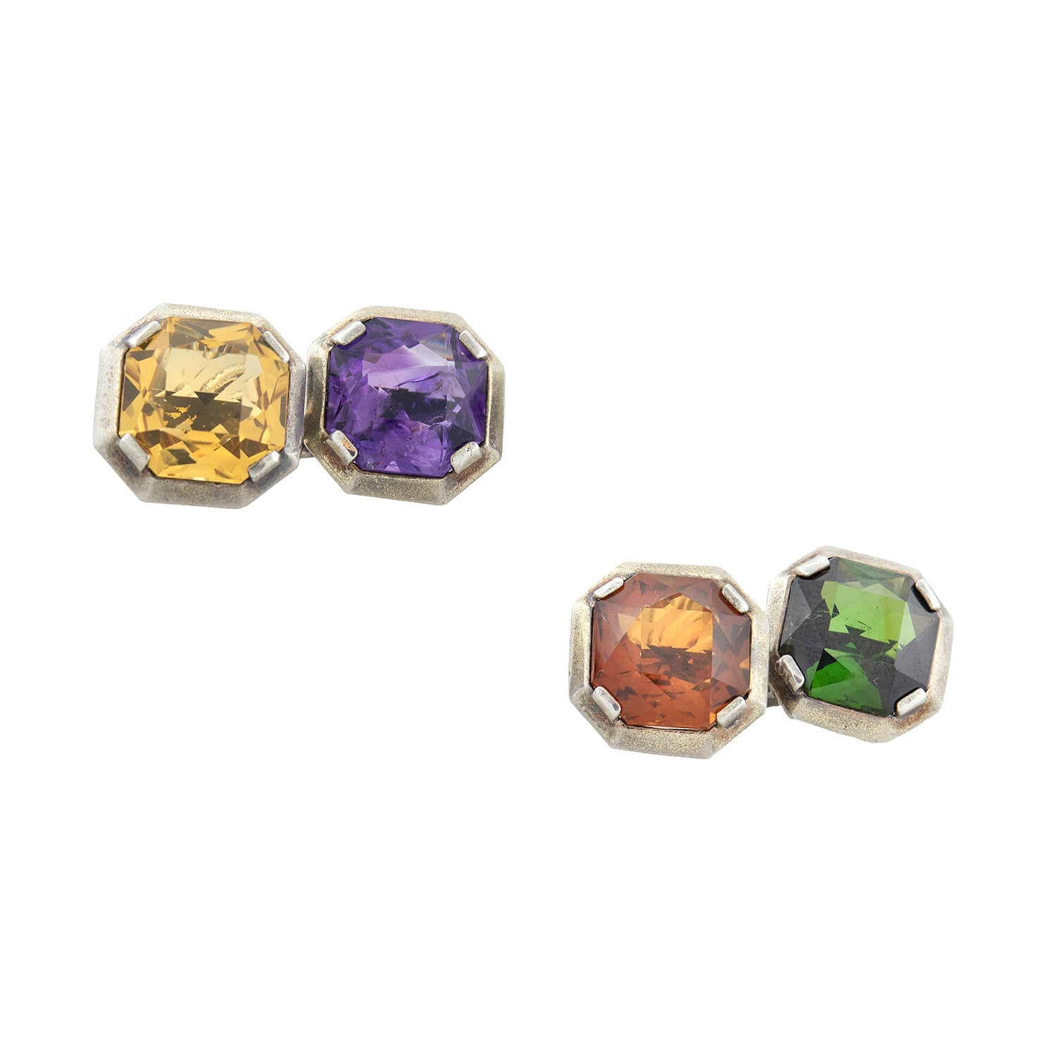 Late Victorian Sterling + Multi-Gemstone Cufflinks