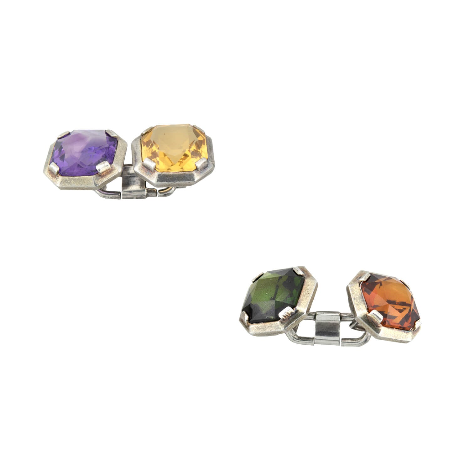 Late Victorian Sterling + Multi-Gemstone Cufflinks