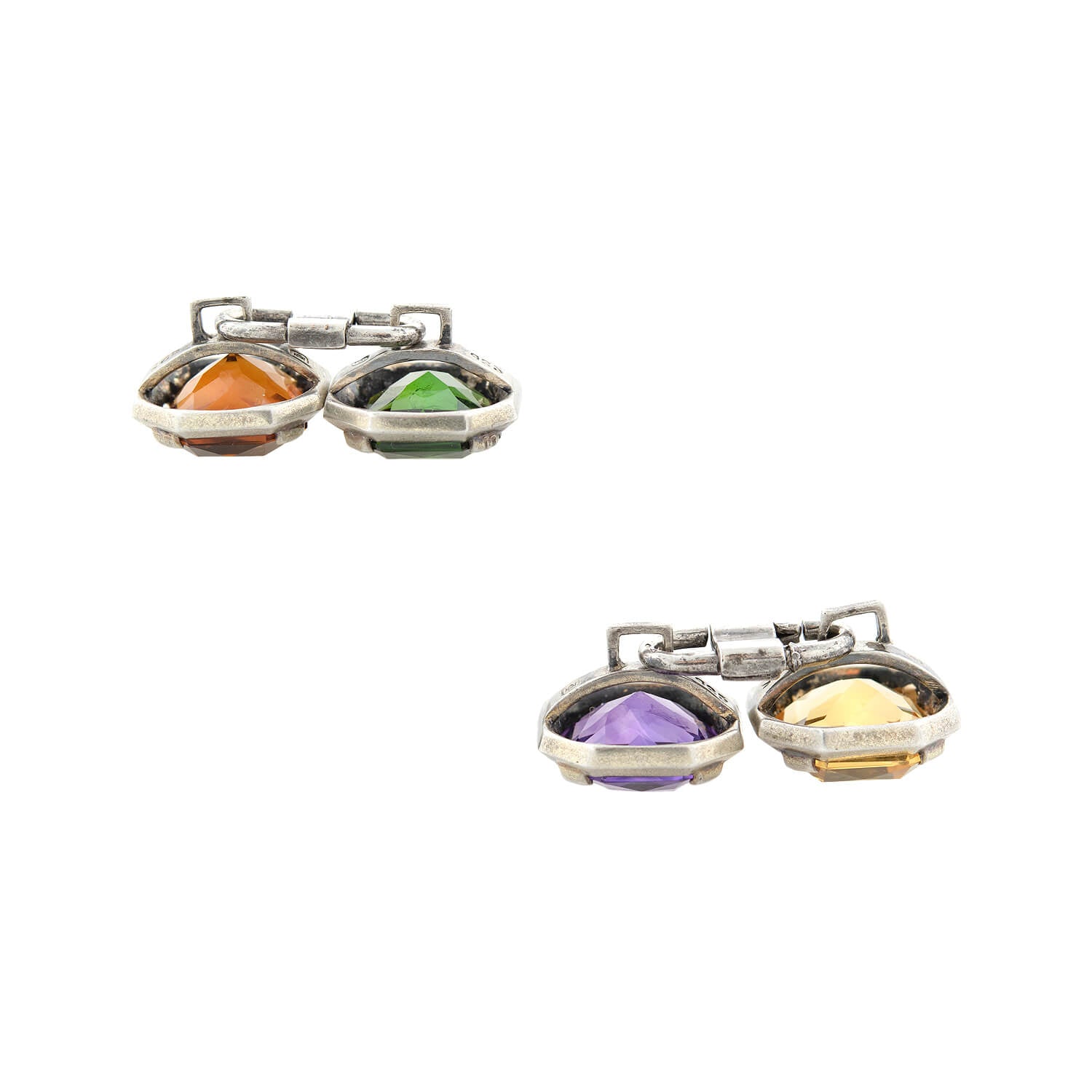 Late Victorian Sterling + Multi-Gemstone Cufflinks