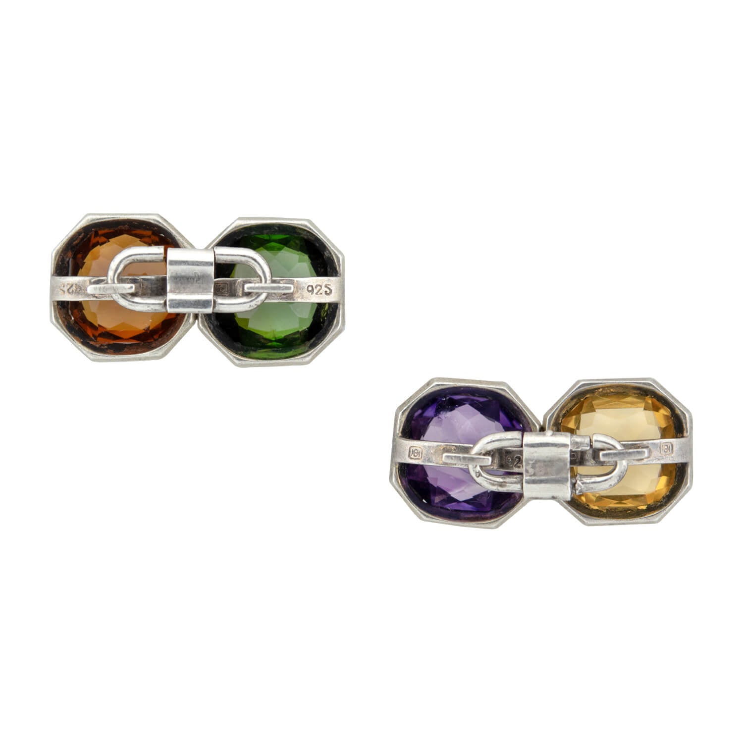 Late Victorian Sterling + Multi-Gemstone Cufflinks