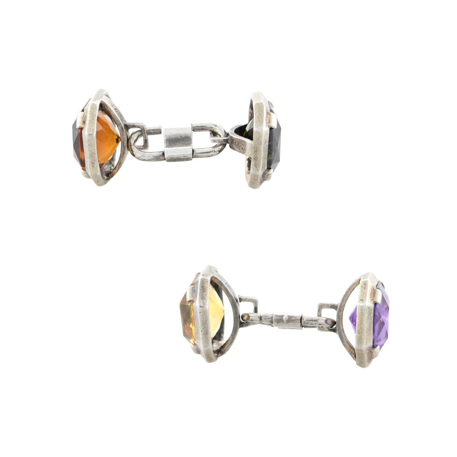 Late Victorian Sterling + Multi-Gemstone Cufflinks