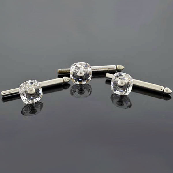 Late Art Deco Silver-Plated Crystal 7-Piece Cufflink Set