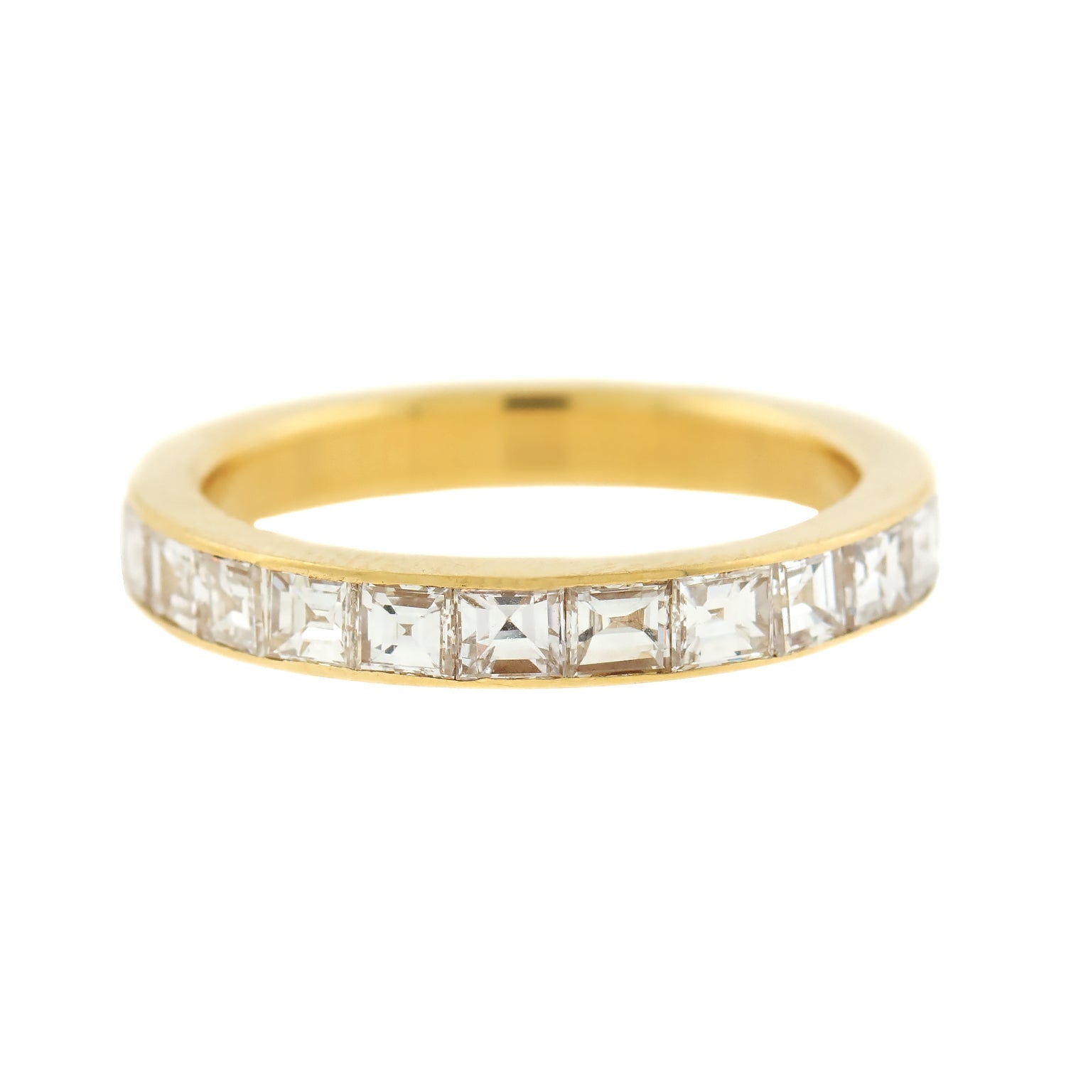 Art Deco 18k Asscher Cut Diamond Eternity Band 2.50ctw