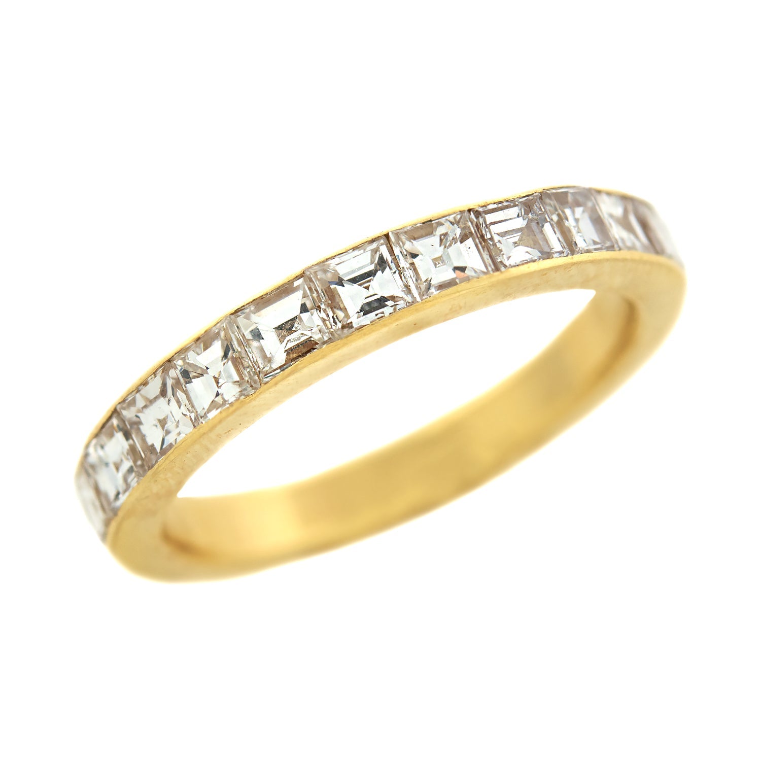 Art Deco 18k Asscher Cut Diamond Eternity Band 2.50ctw