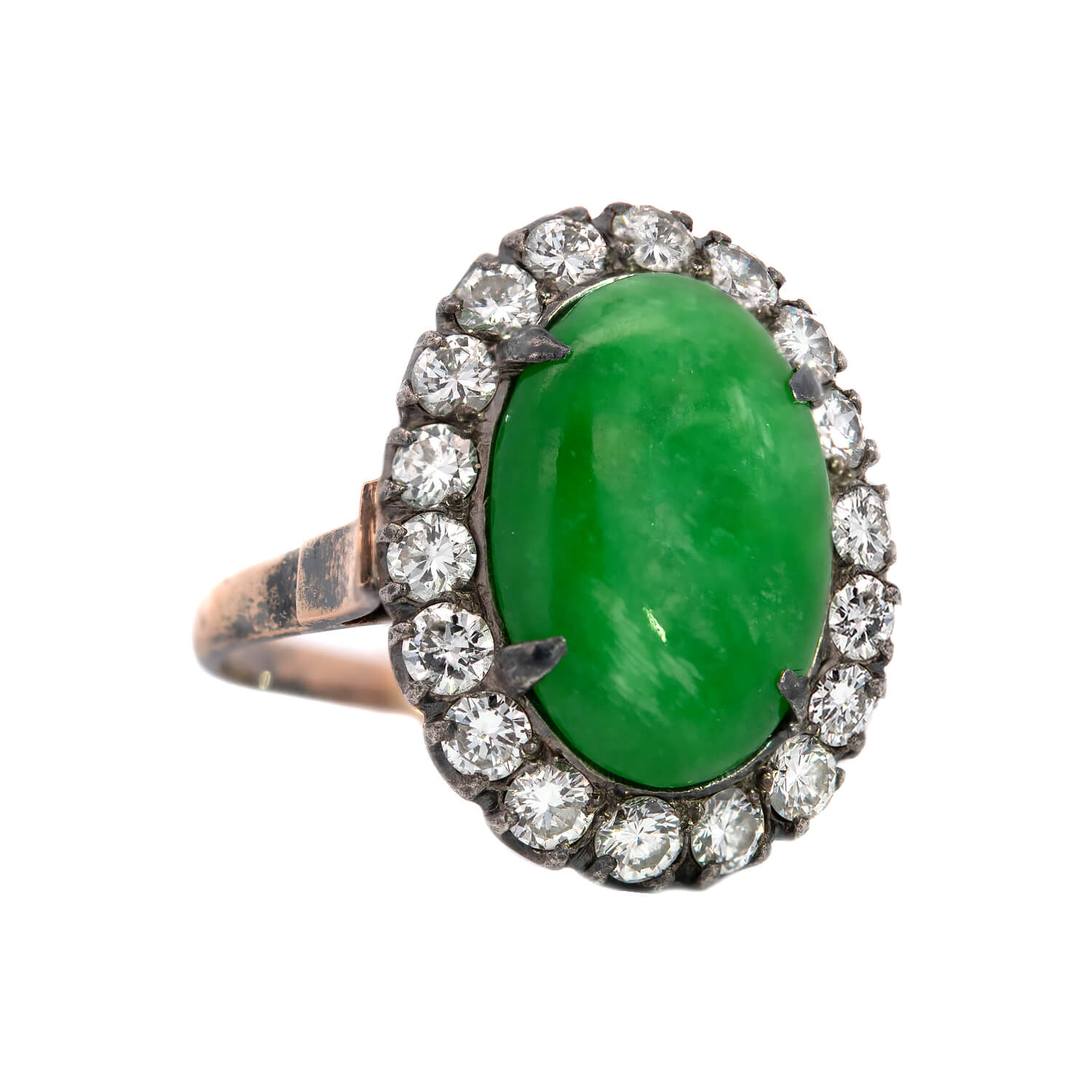 Victorian 18k Jade + Diamond Cocktail Ring