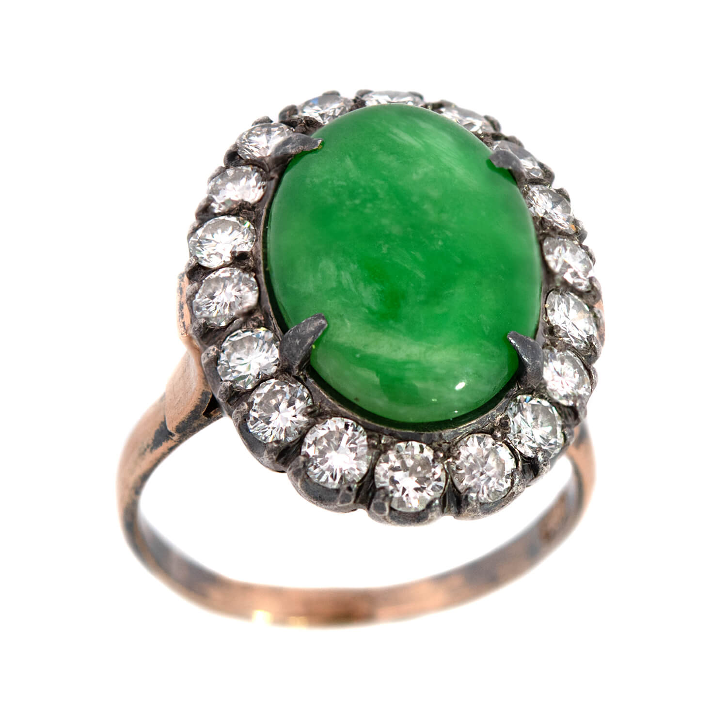 Victorian 18k Jade + Diamond Cocktail Ring