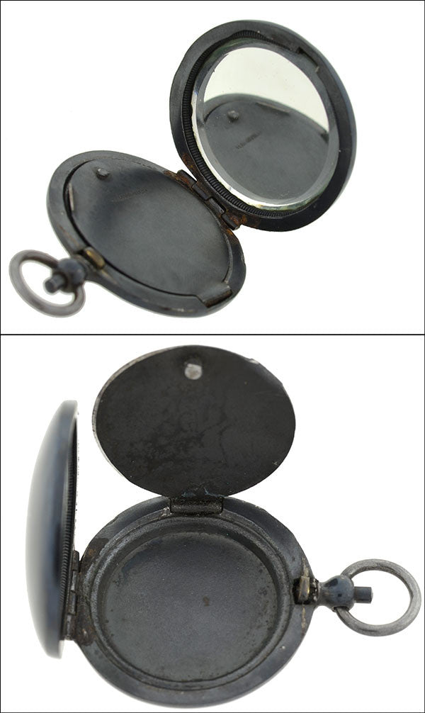 Victorian Large Gunmetal Mirrored Locket