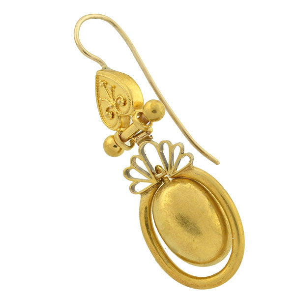 Victorian 15kt Etruscan Dangling Earrings