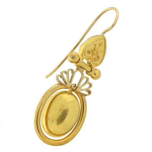 Victorian 15kt Etruscan Dangling Earrings