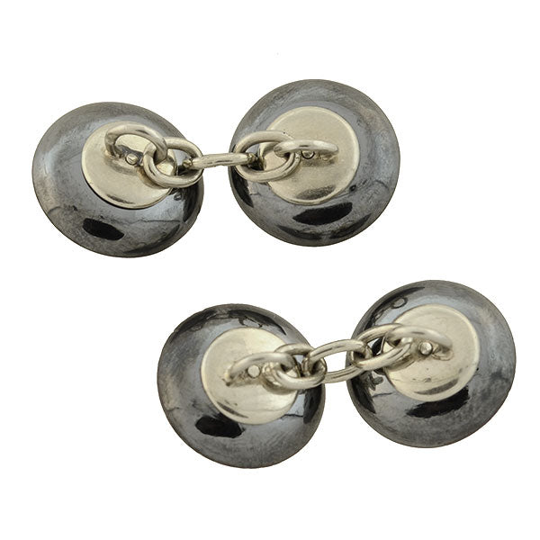 Late Art Deco 18kt Gold Diamond Hematite Double-Sided Cufflinks