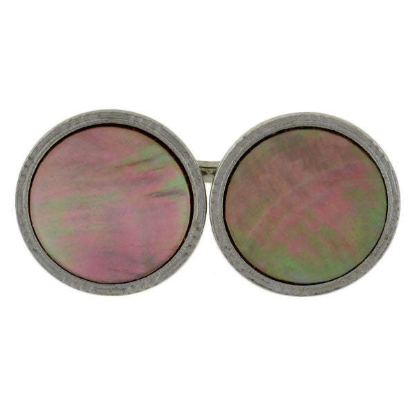 KREMENTZ HERALDIC Plated Mother of Pearl Cufflink Set