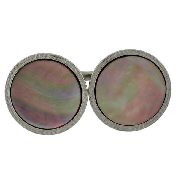 KREMENTZ HERALDIC Plated Mother of Pearl Cufflink Set