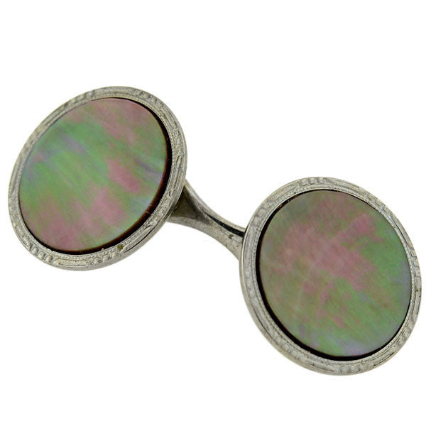 KREMENTZ HERALDIC Plated Mother of Pearl Cufflink Set