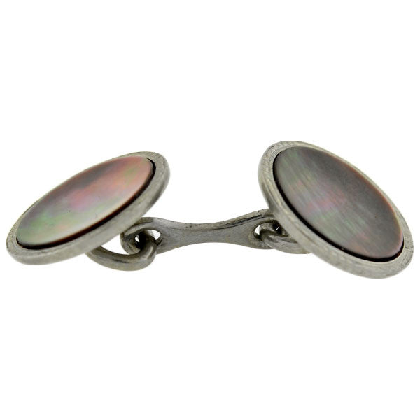 KREMENTZ HERALDIC Plated Mother of Pearl Cufflink Set