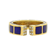 HIDALGO Estate 18kt Enameled + Diamond Open Front Ring
