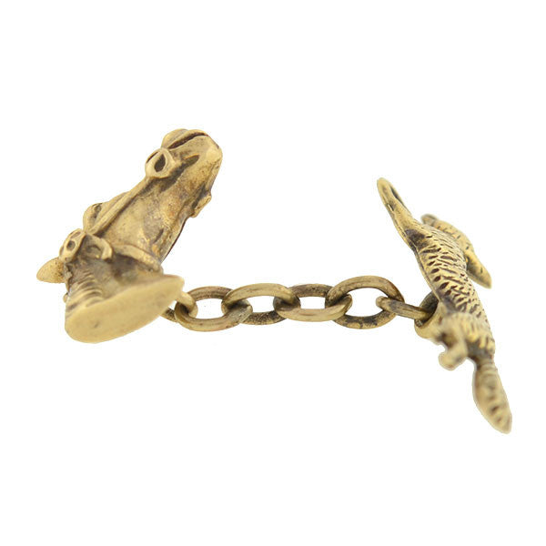 Retro 14kt Fox Hunting Horse & Fox Cufflinks