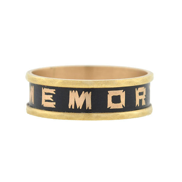 Victorian 9kt & Enamel "IN MEMORY OF" Mourning Ring