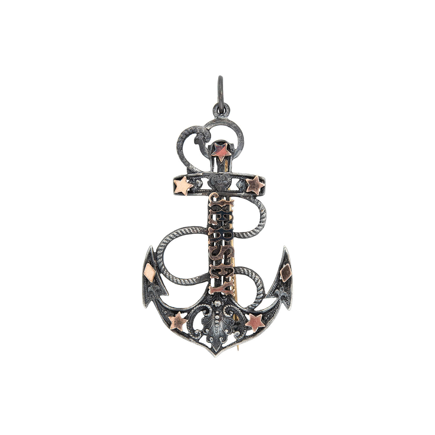 Victorian Gunmetal + Gold Wash "JERSEY" Anchor Pin/Pendant